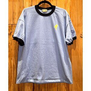 Dune Road XL Light Blue Mens Ringer T-Shirt Retro Surf Style 100% Cotton Casual